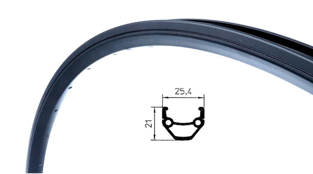 Rim Buchel 27.5" Dynamic 3 black, no eyelets, hole 8 degree, 36 holes, valve hole 8,5 mm, F1, nipple hole 4,5 mm no CNC side, no decal,