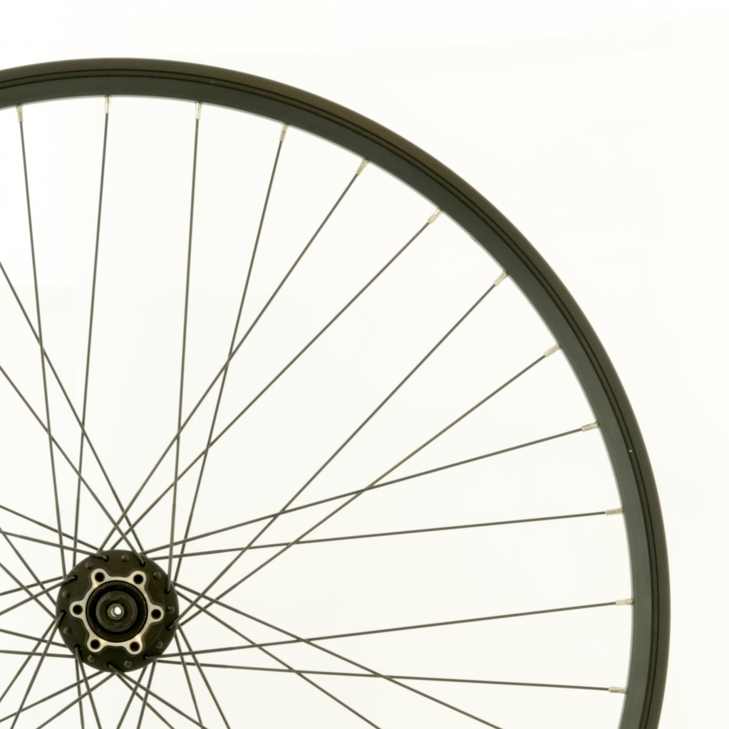 WAM - Bike wheel front 28, 6-bolt disc, black 