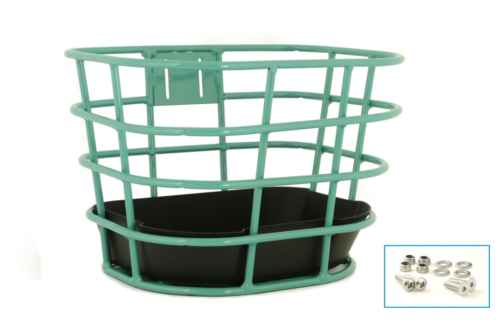 Chenyang, GAF009, Turquoise, Turquoise painted front basket, including plastic bottom case, includes 4 allen key screws.