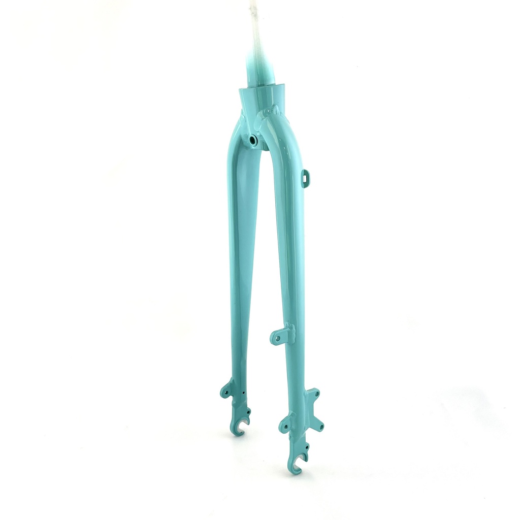 Fork, Fork for c124/c144, Drawing L0228/S0228-SE2021, 28inchX204mm, 100mm hub opening, turquoise, color code YS7336