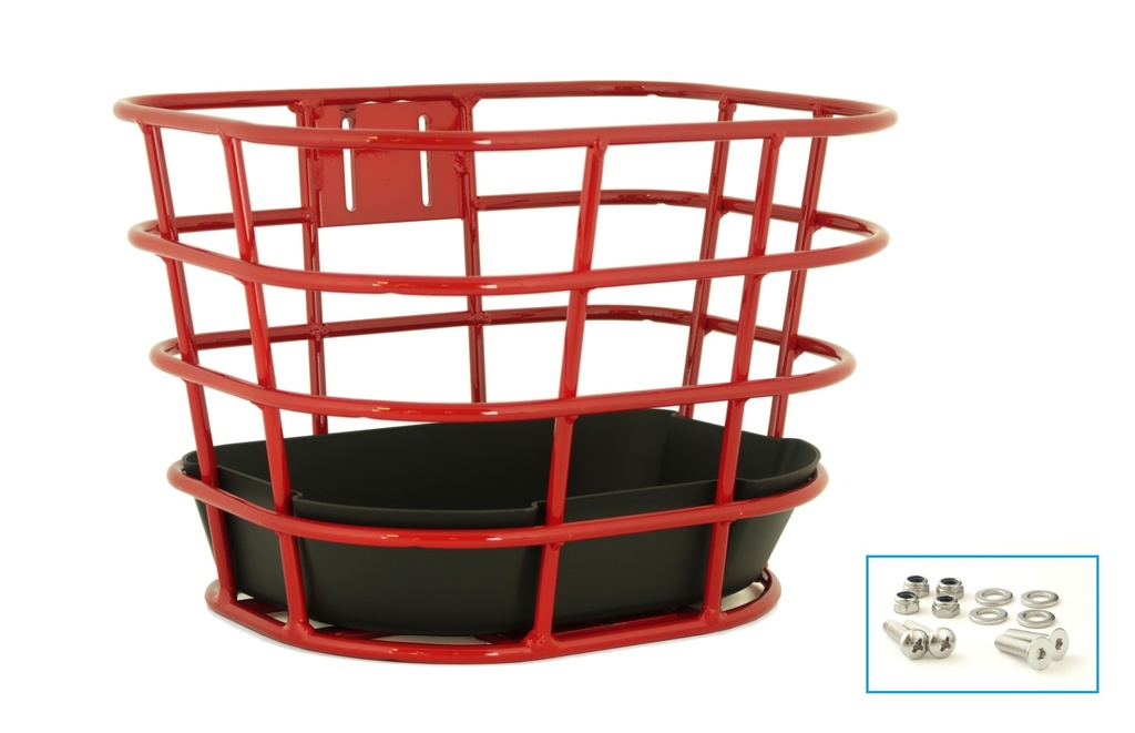 Chenyang, GAF009, Red, Red painted front basket, including plastic bottom case, includes 4 allen key screws.