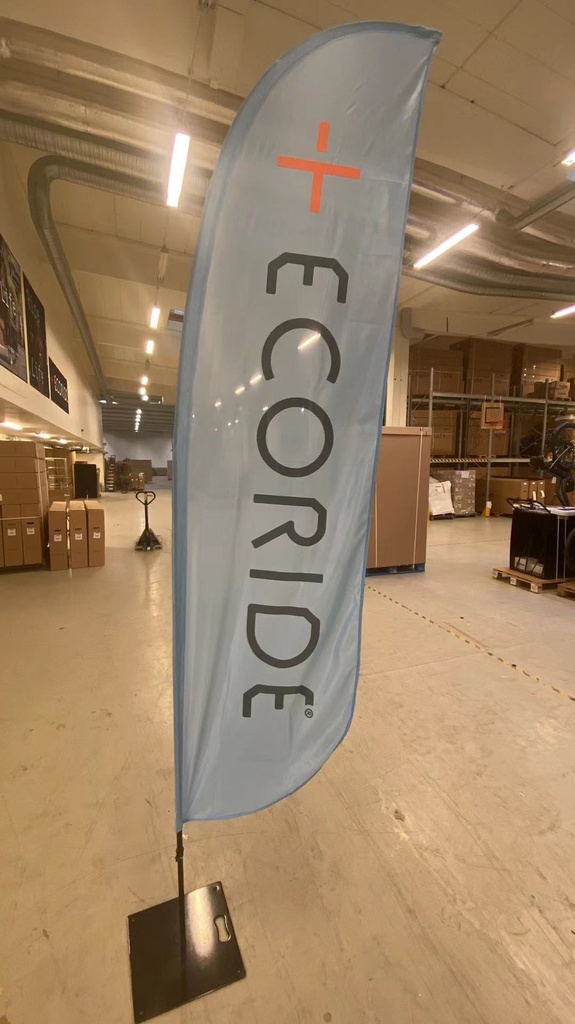 Beach flag, Ecoride logo, Long