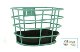 [204BTU0001] Chenyang, GAF009, Turquoise, Turquoise painted front basket, including plastic bottom case, includes 4 allen key screws.